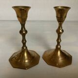 Pair of small brass candlesticks