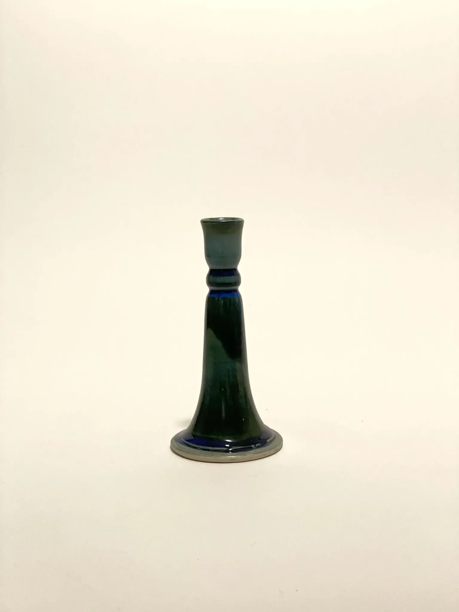 Blue ceramic candlestick