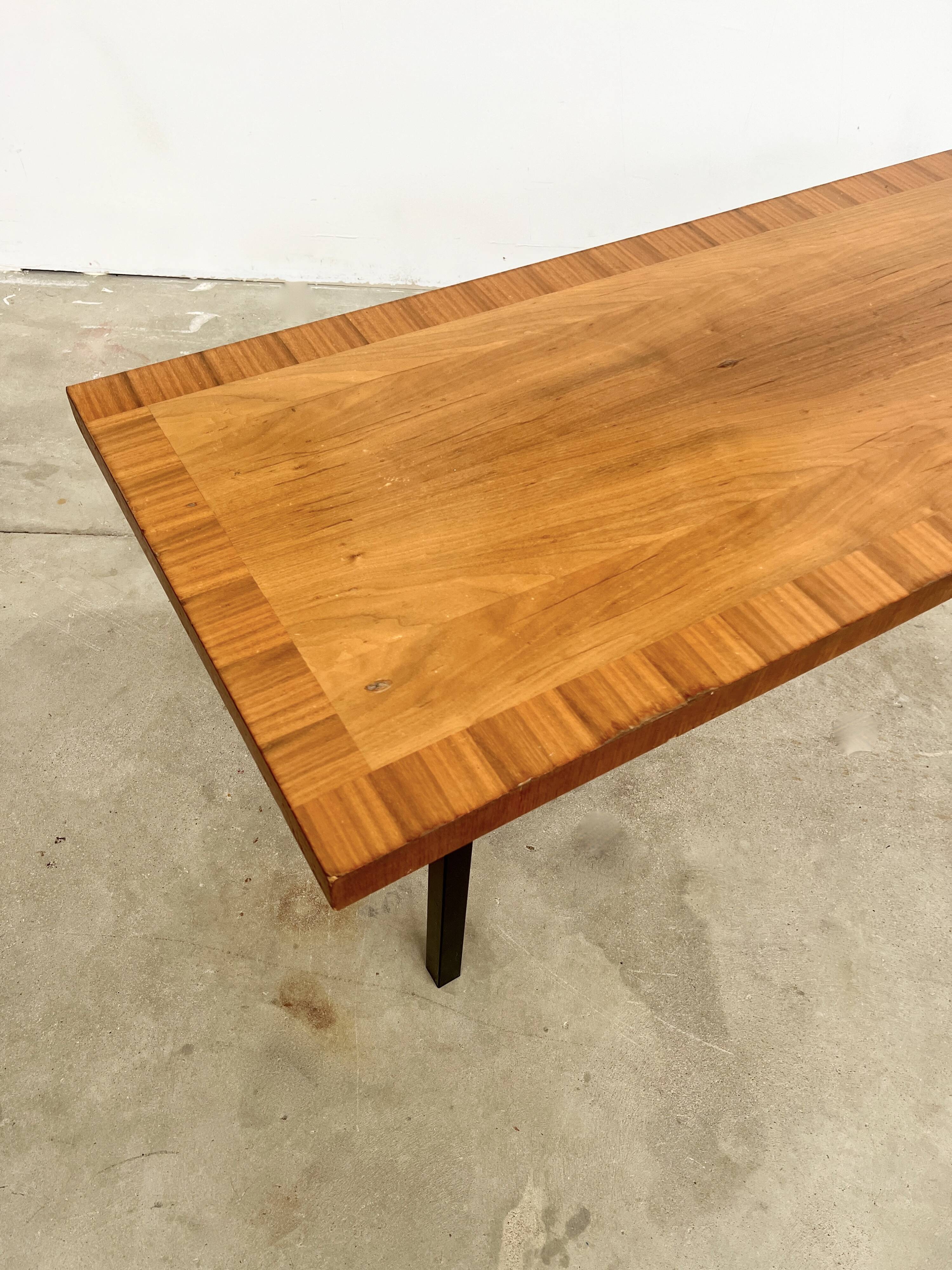 70s walnut marquetry coffee table