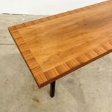 70s walnut marquetry coffee table