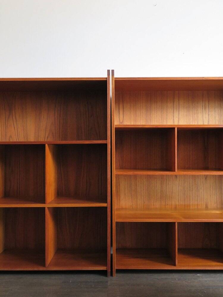 Bibliothèques en teck danois par Grete Jalk, ensemble de 2