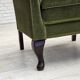 Fauteuil danois des années 1950, velours vert, pieds en frêne.