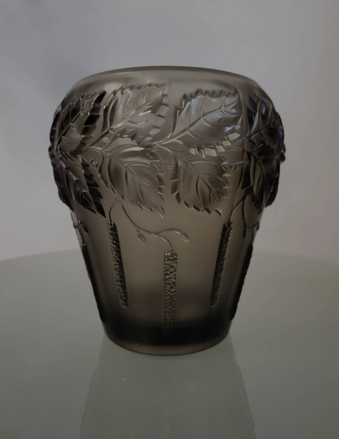 Vase art déco, fumée persglas avec décor, Barolac Josef Inwald, période 1930