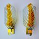 Pair of "leaf" wall lamps by Carl Fagerlund, orange Murano glass, Germany, 1970