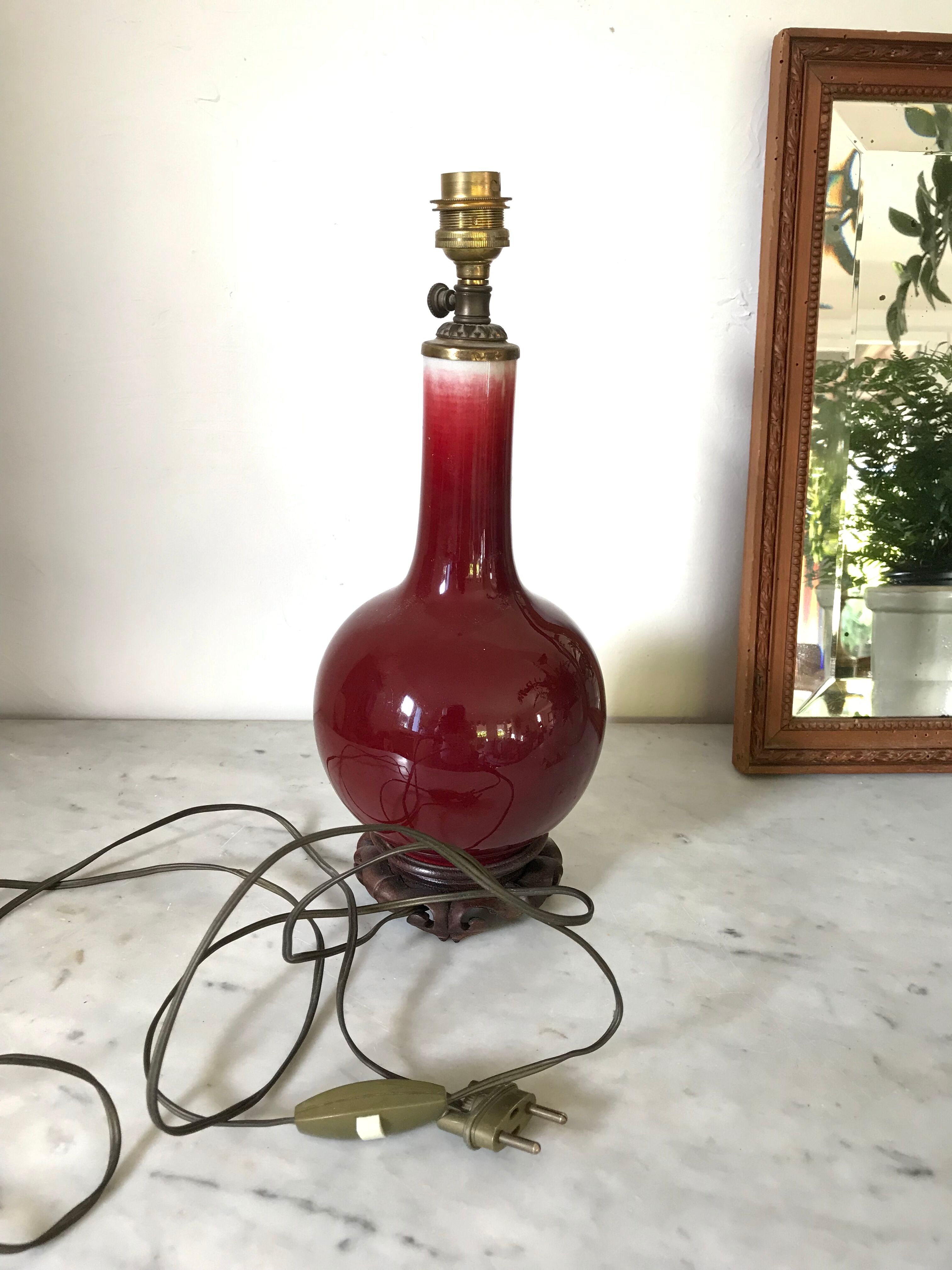 Vintage enamelled porcelain lamp