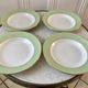 4 hollow plates Saint-Amand 60s pastel almond green
