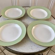 4 hollow plates Saint-Amand 60s pastel almond green