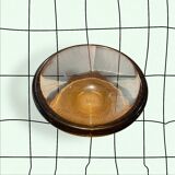 Smoked glass cup with decoration of bubbles arranged in a spiral. Probably from the 60s/80s.