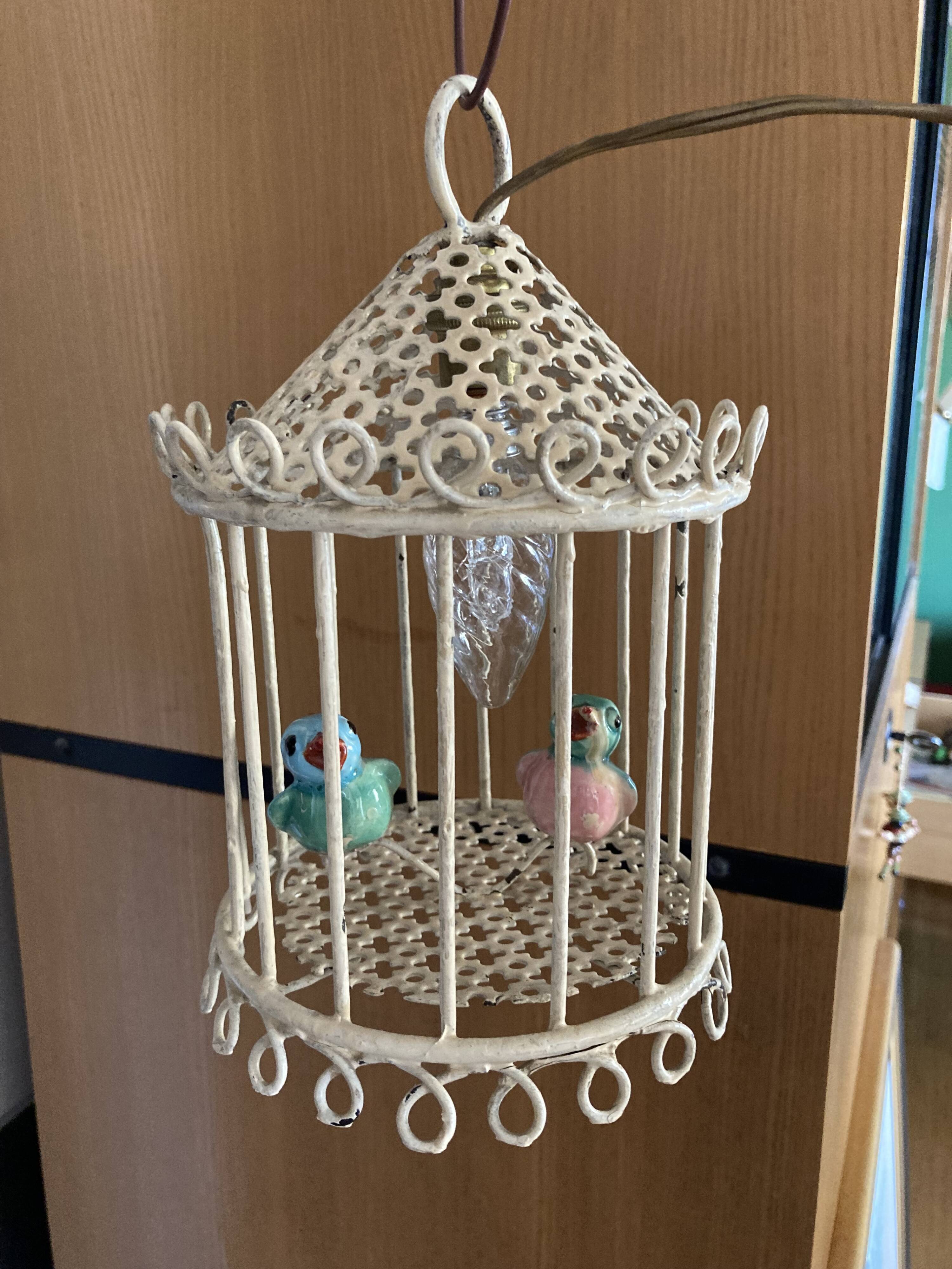 Bird cage lamp in vintage ceramics 50 years