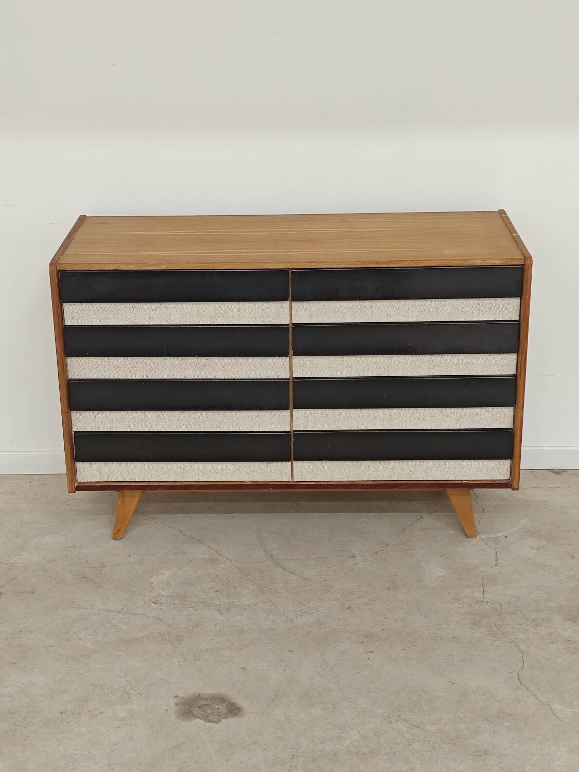 Wooden commode U 453 black and white by Jiri Jiroutek for Intérier Praha