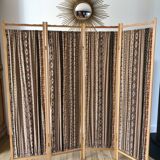 Screen in beech wood and vintage fabrics 1970s