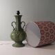 Lampe de table en céramique de Bay Allemagne de l'Ouest 1960 avec abat-jour artisanal