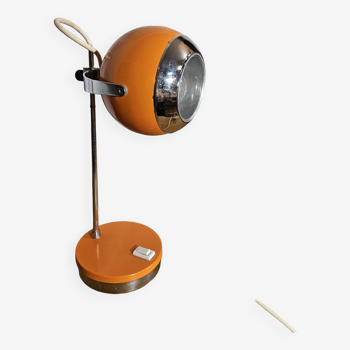 Lampe de bureau 1970 Eyeball orange et chrome