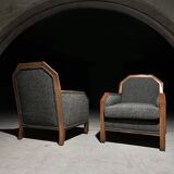 Set of 2 Art Deco Club Chairs, France, 1930s