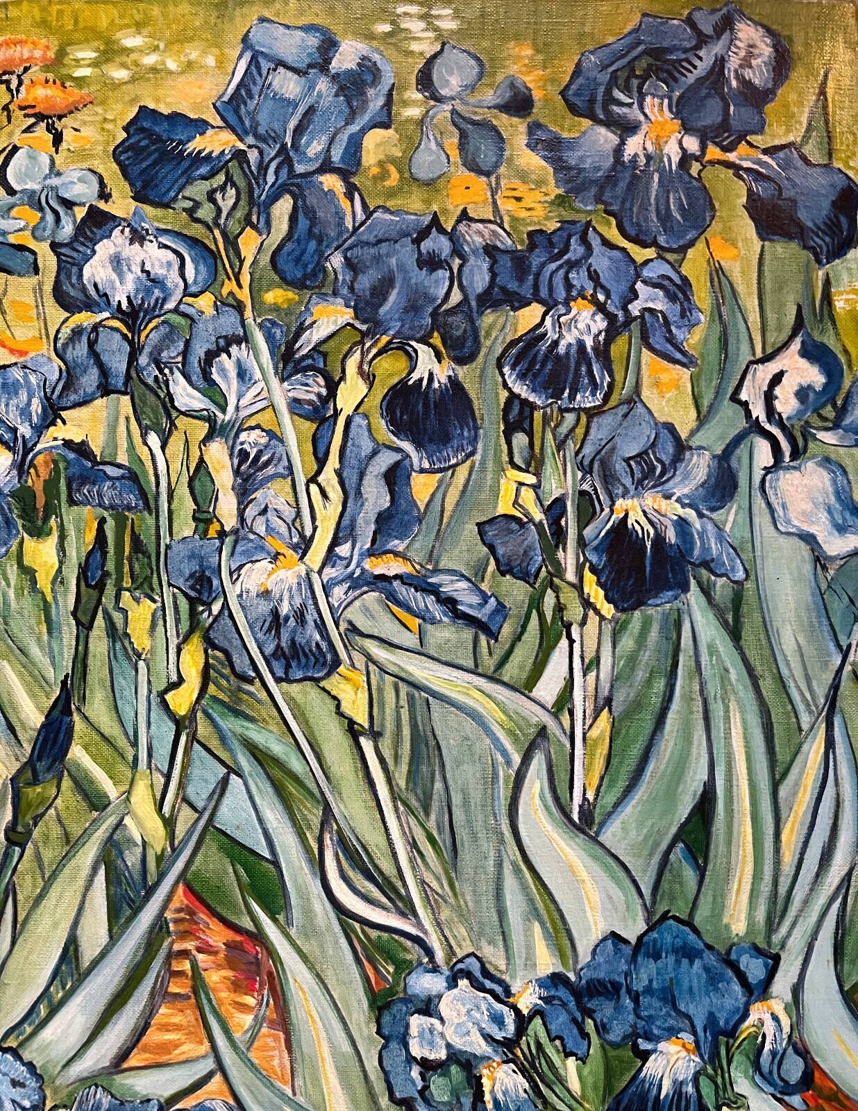HST painting Copyist work V. Van Gogh "Irises" ukiyo-e