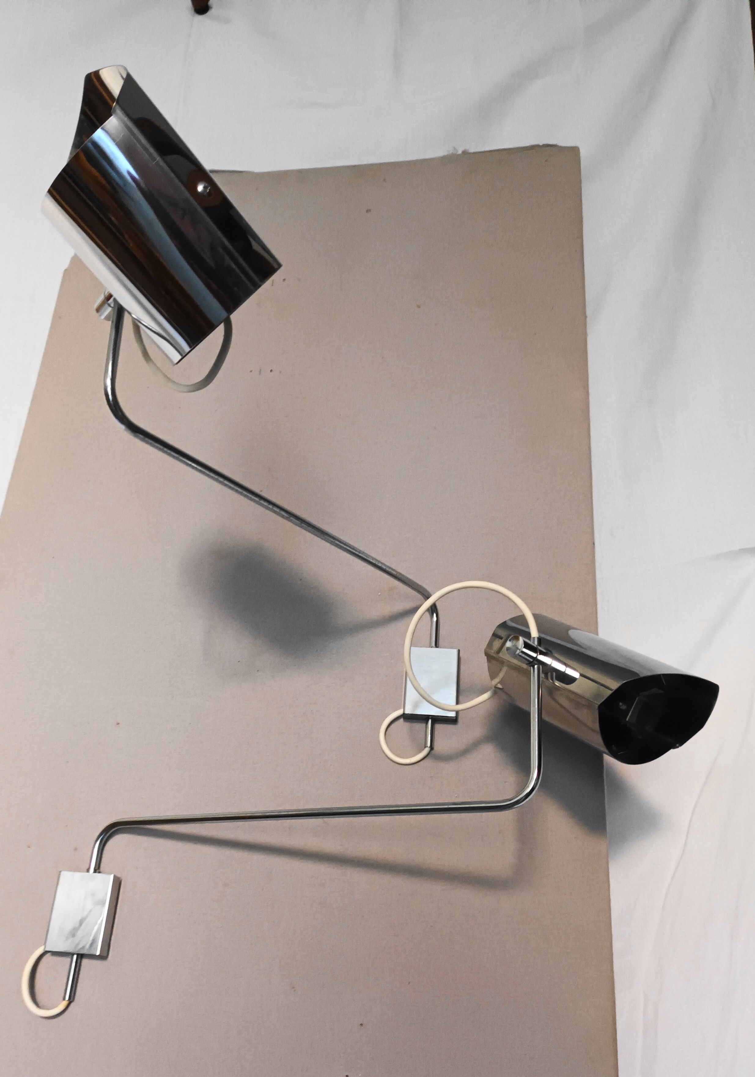 Pair of large chrome wall lamps from the 70s