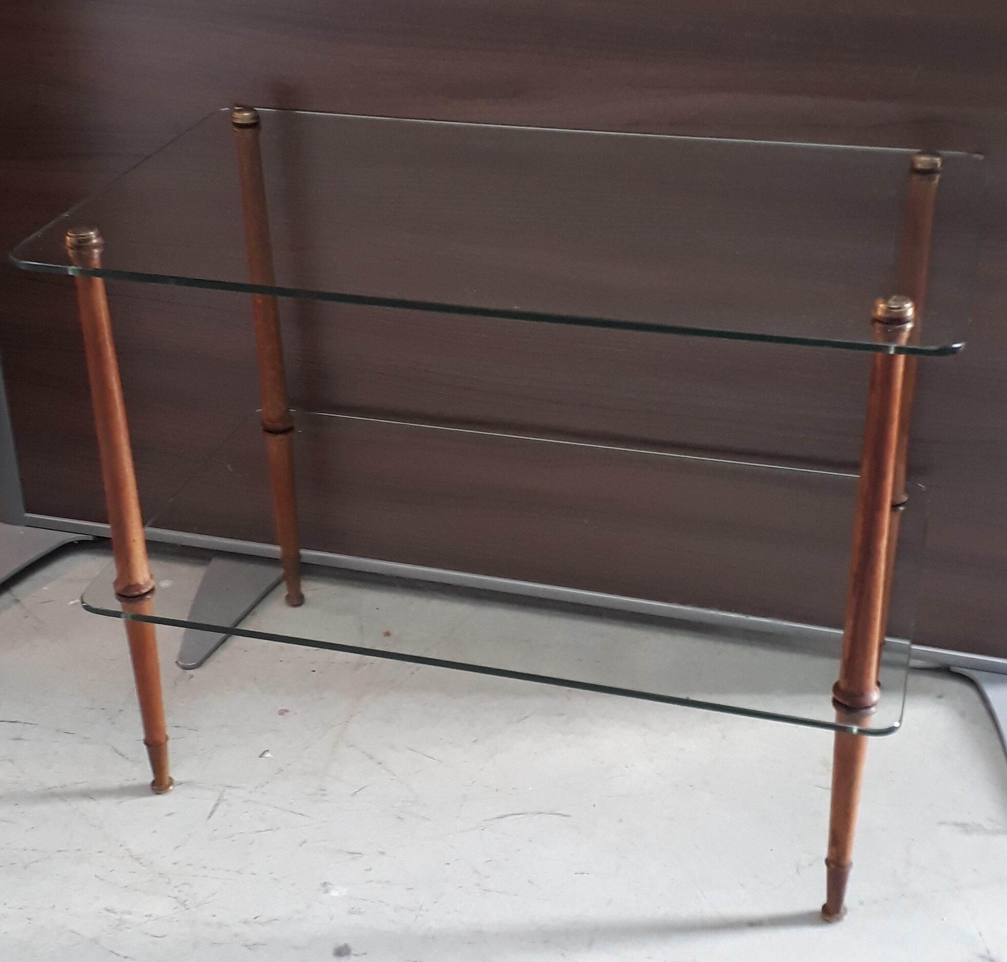 Coffee table in glass and wood, 1960s