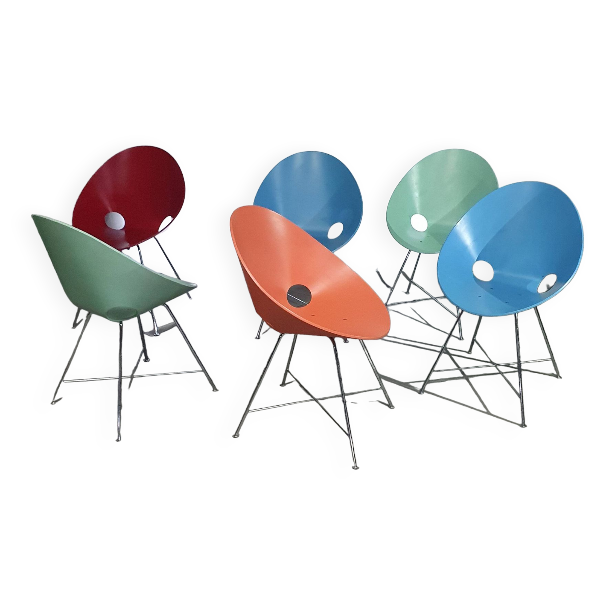 6 ST 664 Shell Chairs, Designed by Eddie Harlis