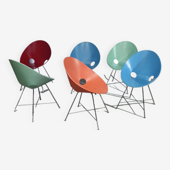 6 ST 664 Shell Chairs, Designed by Eddie Harlis