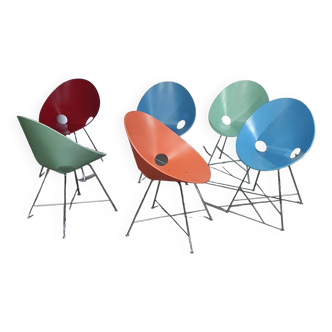 6 ST 664 Shell Chairs, Designed by Eddie Harlis