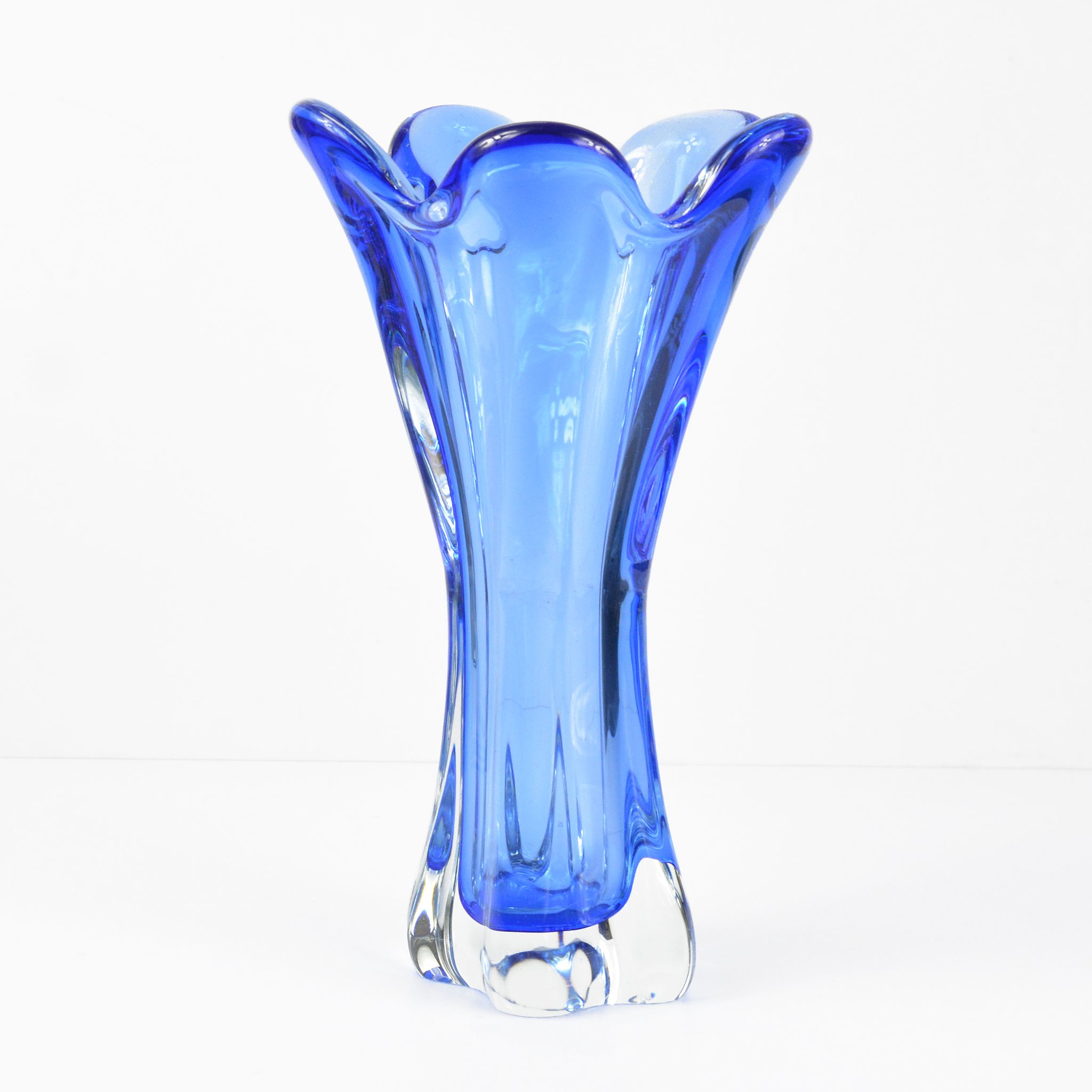 1960s cobalt vase, designed by J. Hospodka, Chribska Sklarna, Czechoslovakia