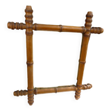 Miroir ancien en bois tourné style bambou H.47cm.