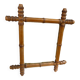 Antique turned wooden mirror in bamboo style H.47cm.