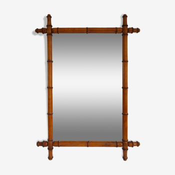 Ancien miroir en chêne imitation bambou