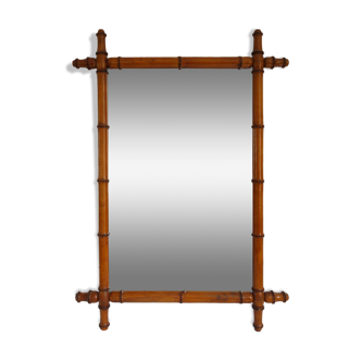 Ancien miroir en chêne imitation bambou