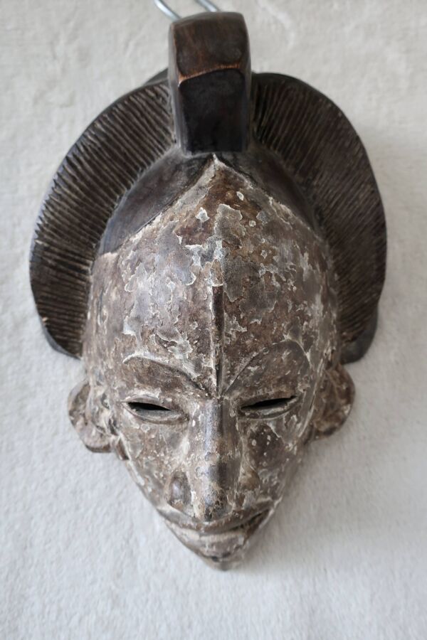 Masque Africain Vintage Bois Sculpté et Patiné, Gabon, TBE