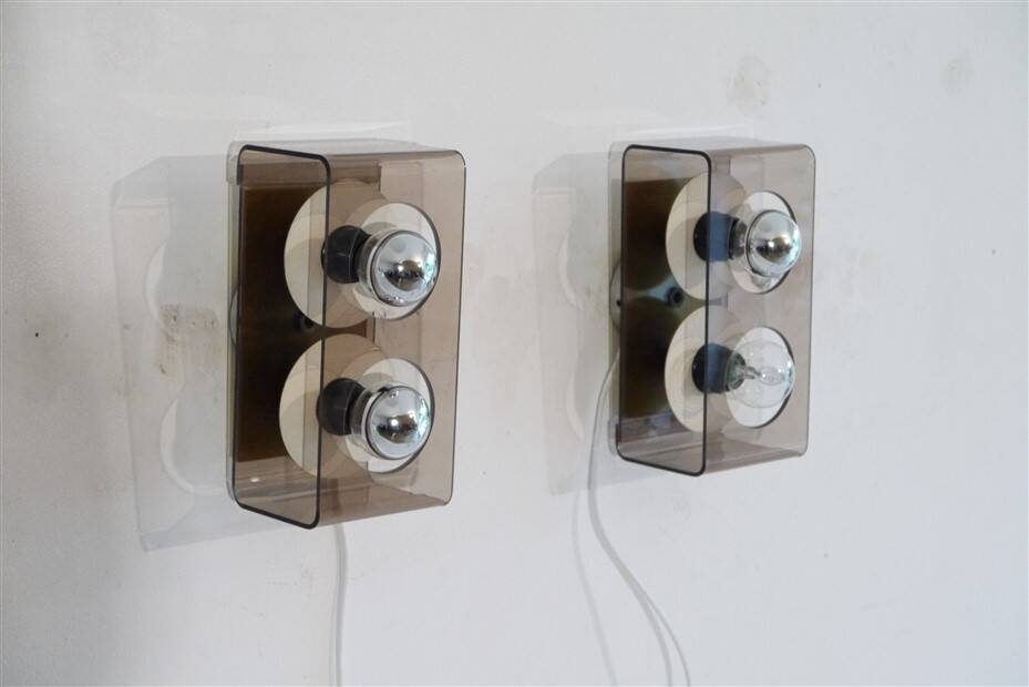 Plexiglas wall lights by Jocelyne Trocmé 1970