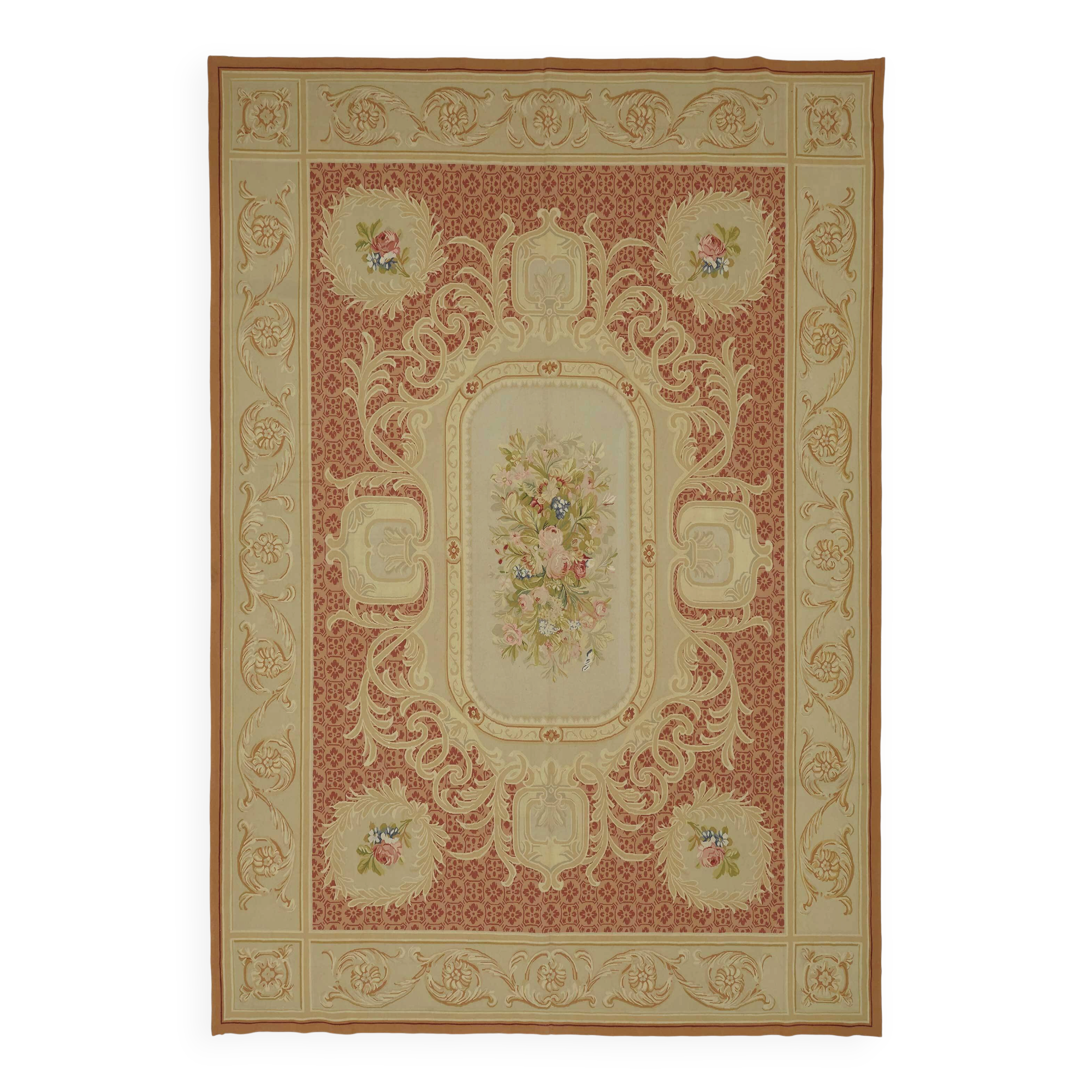 Handmade European Vintage Aubusson Kilim 295 cm x 431 cm