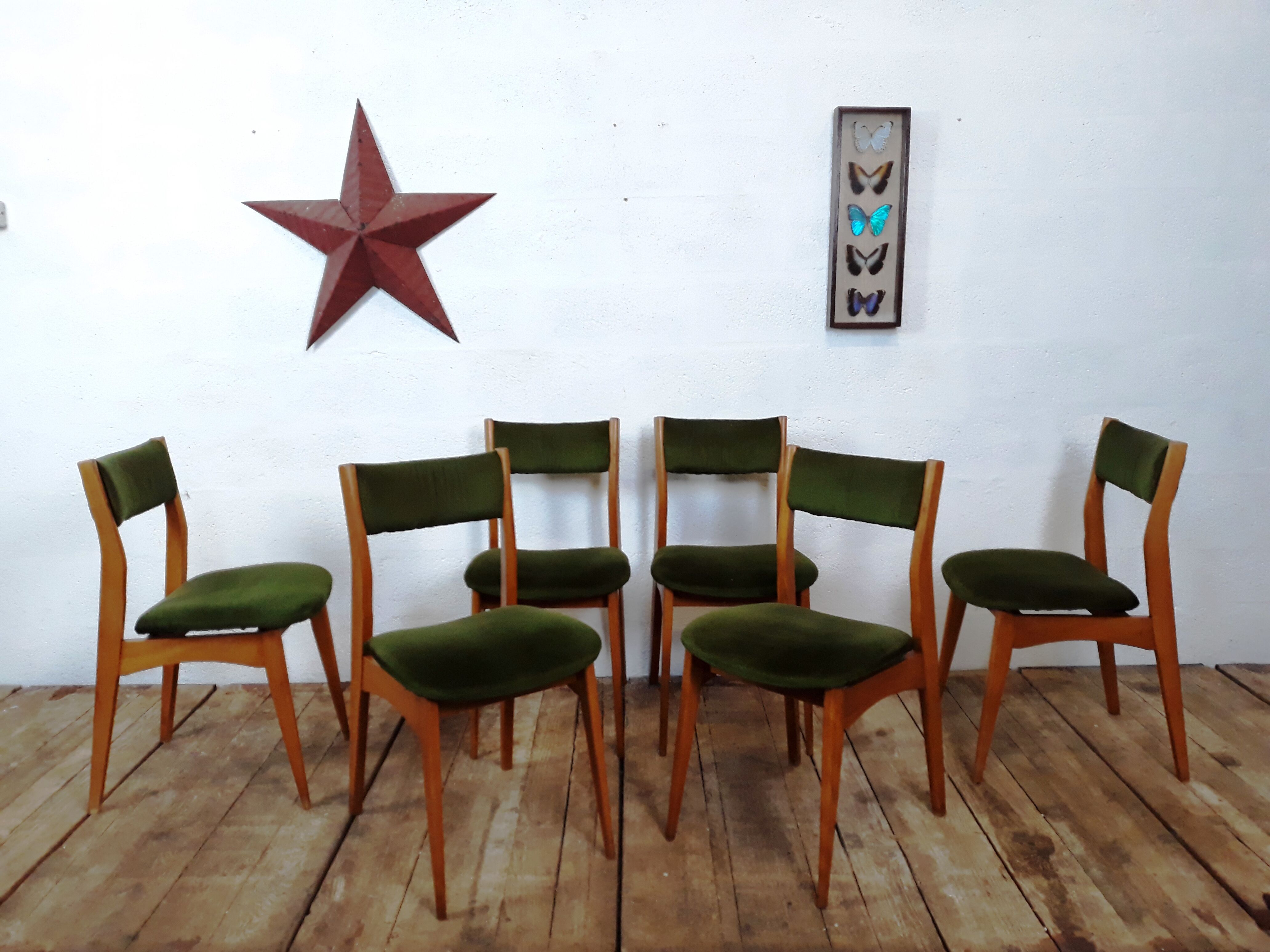 Set de 6 chaises vintage style scandinave