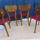 Set of 4 chairs in red skaï kitchen wood chair