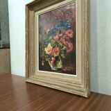 Painting of a still life with roses and flowers by Marcel Abougit