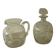 Glassware, including a jug and engraved crystal carafe.