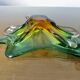 Vide poche en verre de Murano vert, ambre et transparent, années 60 70