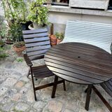 EMU garden furniture in dark wood - 2 folding armchairs and 1 table