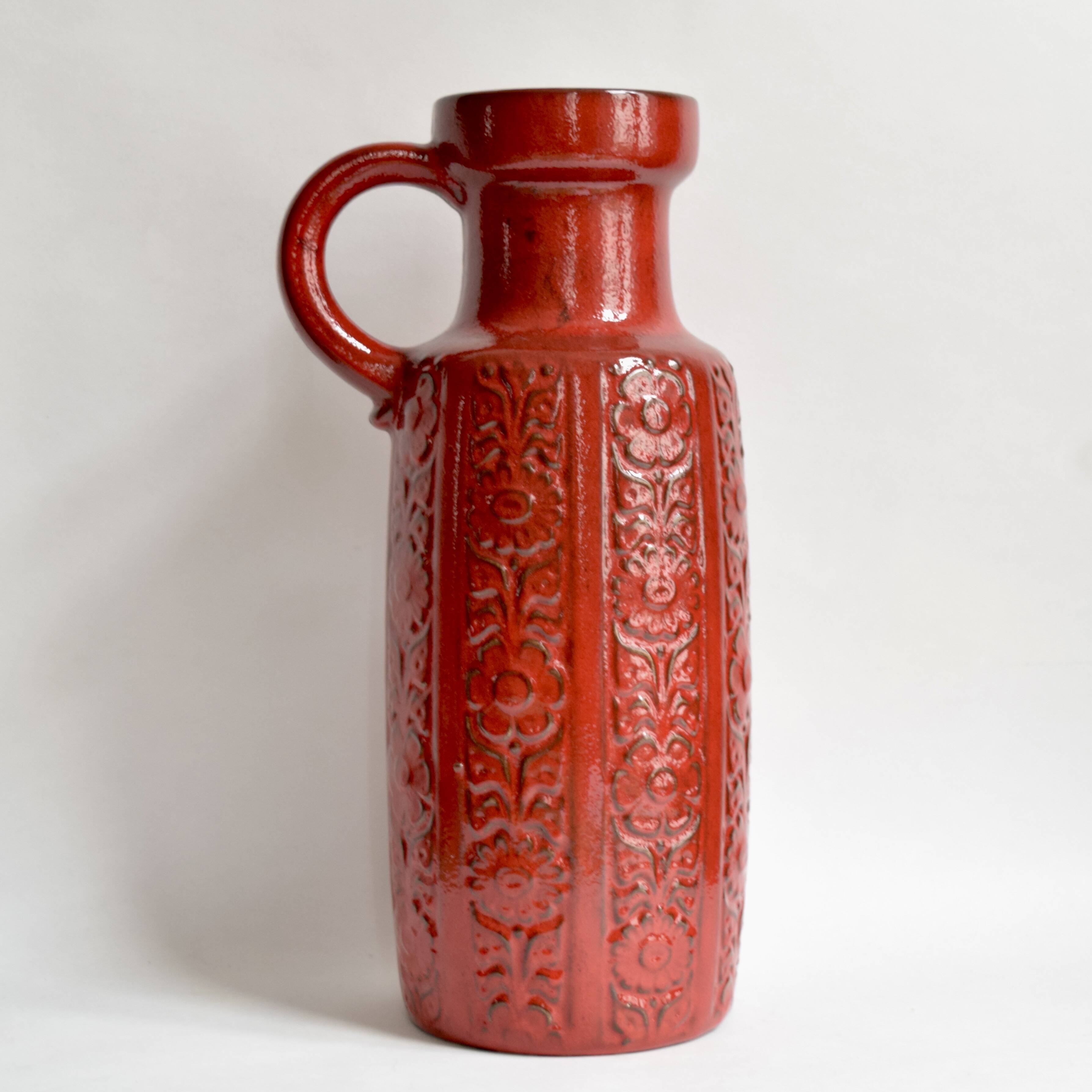 Red vase Scheurich Keramik - West Germany 480 46 - Nizza decor.