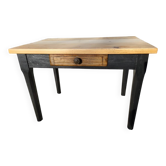 Table basse campagne bicolore noire bois naturel