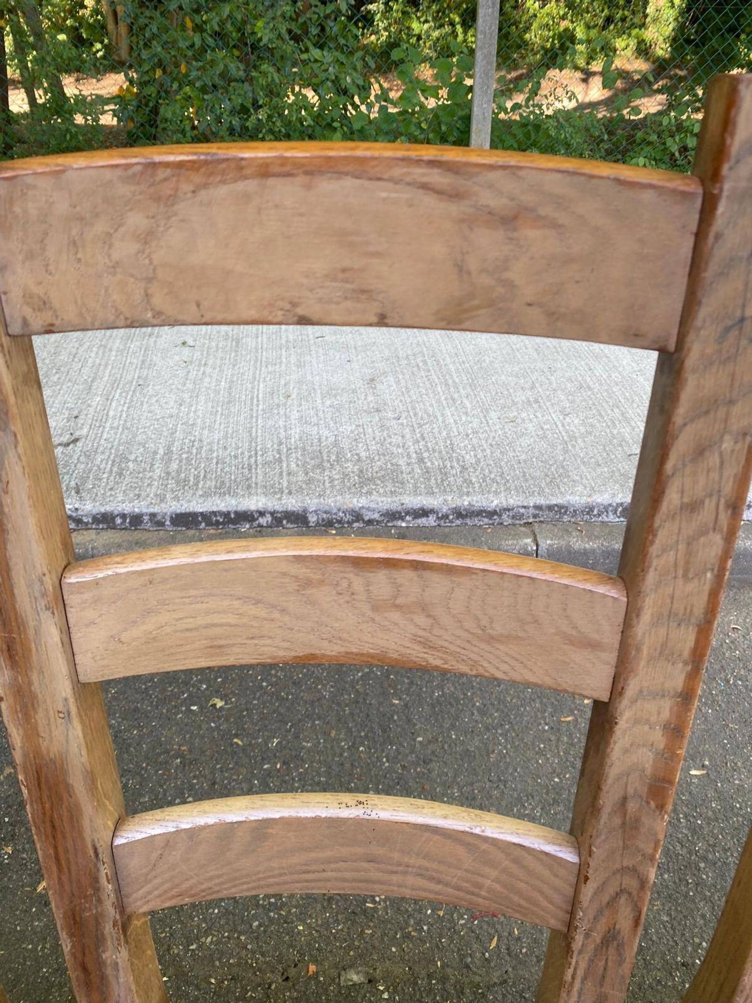 8 wooden dining chairs with straw seats, farmhouse style, high back.