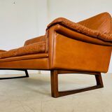 Vintage Danish Svend Skipper 3 person sofa in cognac leather 1970s