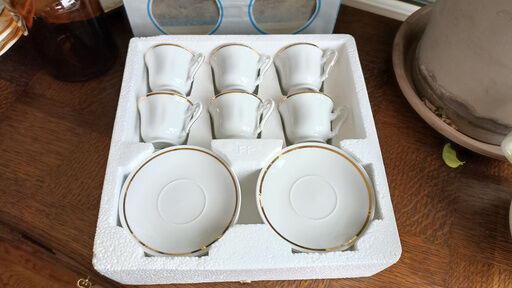 6 Yugoslav porcelain coffee cups - FP Zaječar - white and gilding