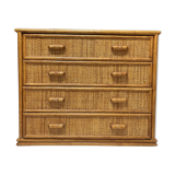 Commode vintage en rotin et bambou