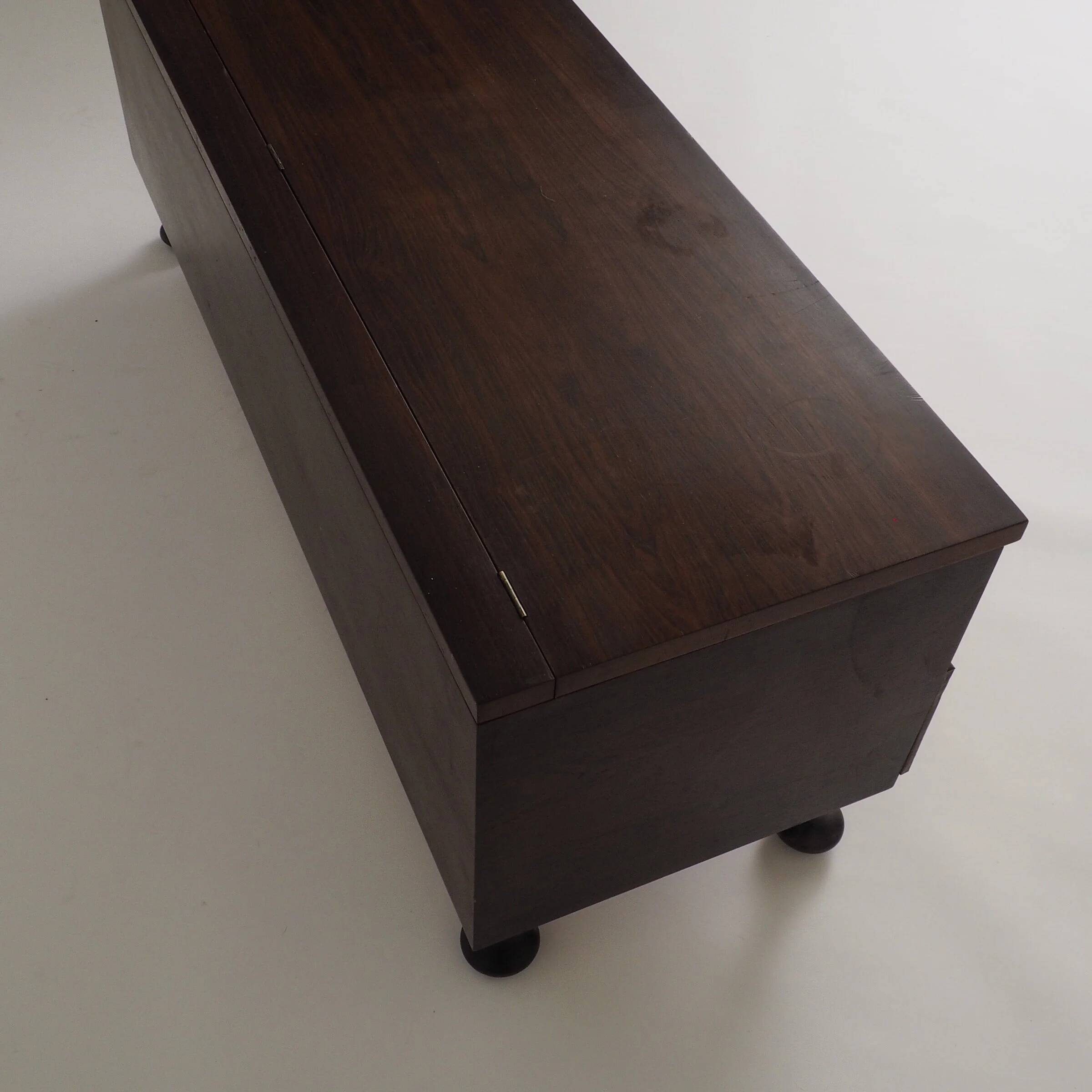 Italian brutalist rosewood chest by Santambrogio & De Berti