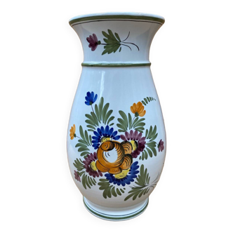 Ancien vase e. tessier la licorne céramique blanche décor peint vintage