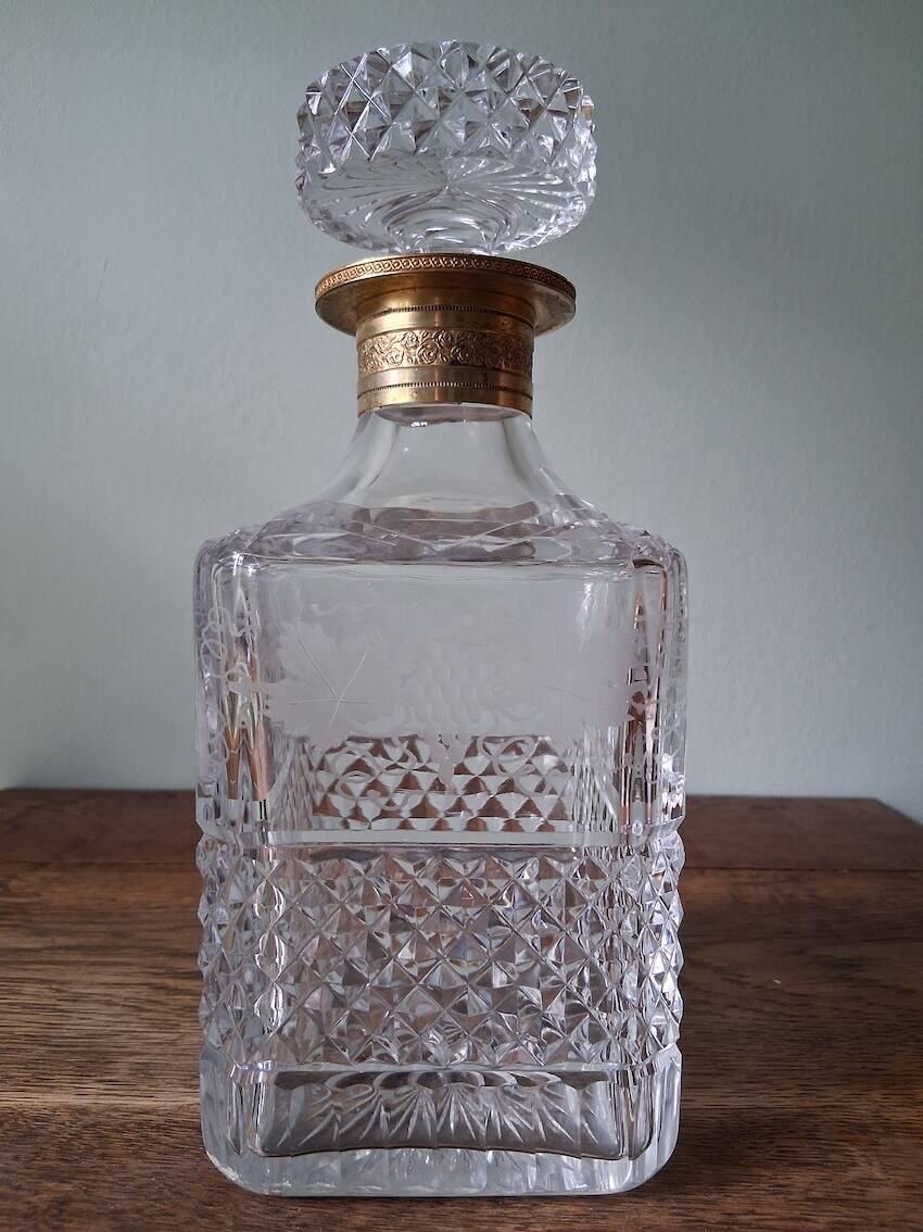 Crystal and gilded brass carafe