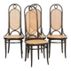 Set of 4 original vintage Thonet longJohn design diningchairs with bentwood