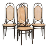 Ensemble de 4 chaises de salle à manger vintage originales Thonet design longJohn en bois courbé.