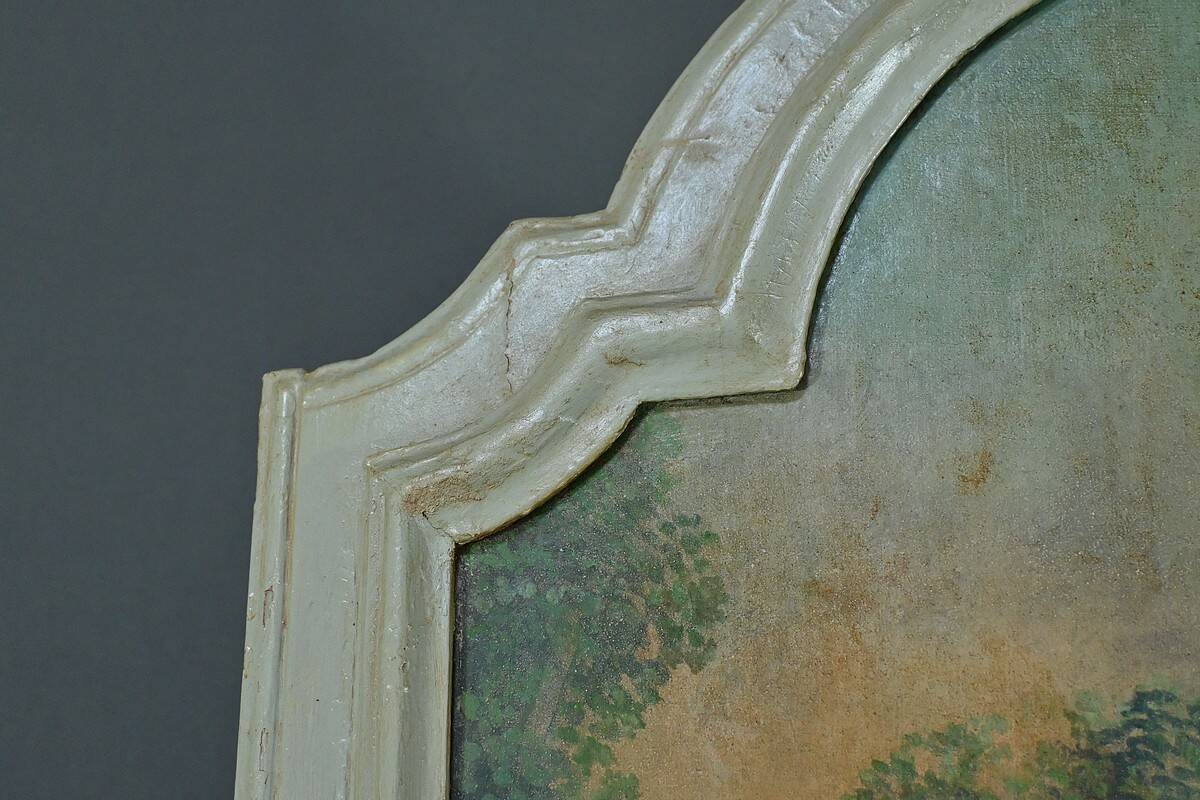 Painted wooden trumeau mirror, Louis XV style – first part of the 20th century